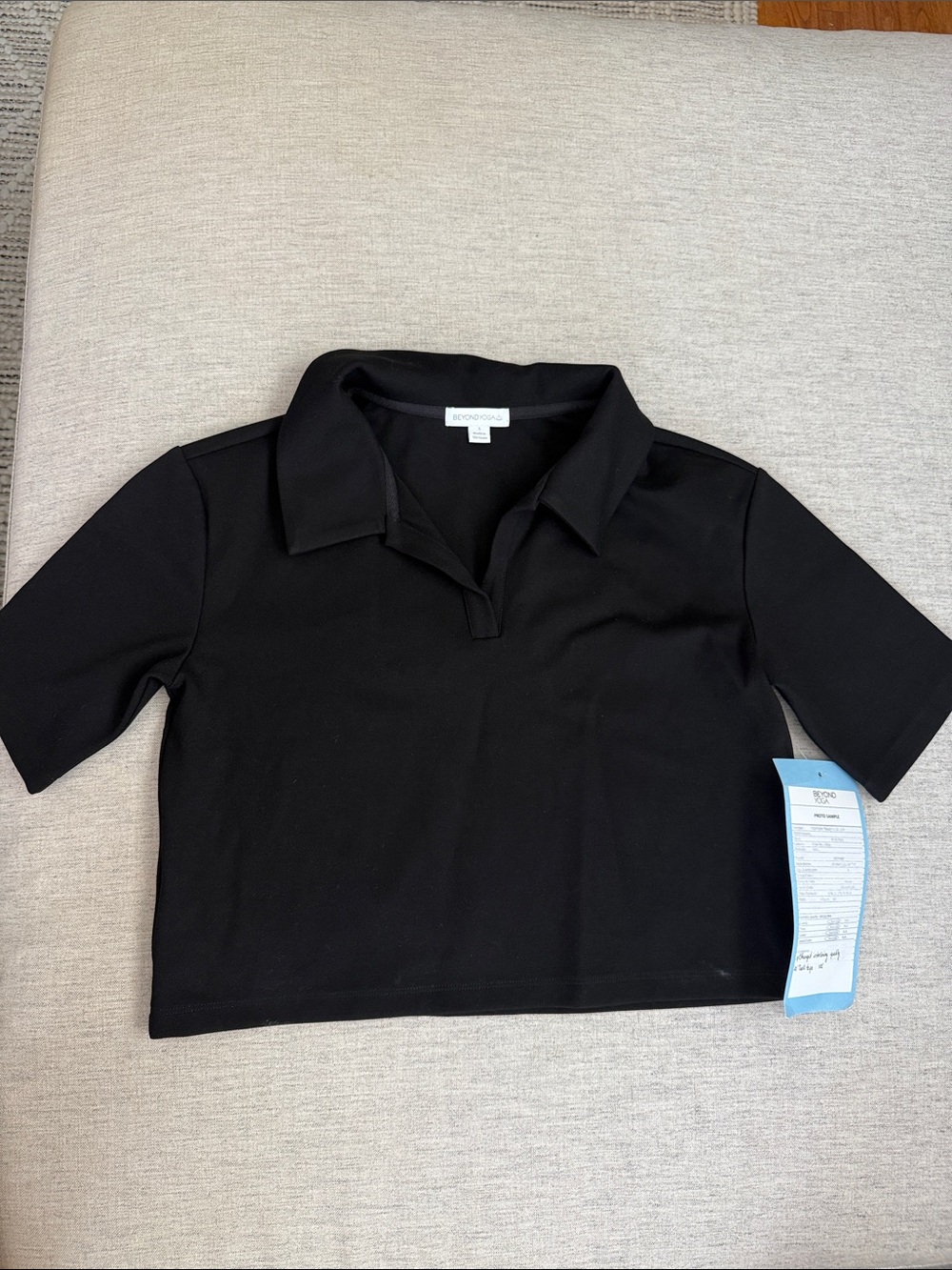 Beyond Yoga Black Collared Boxy Tee Polo shirt